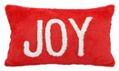 Festive JOY Decorative Cushion – Red & White Plush Pillow