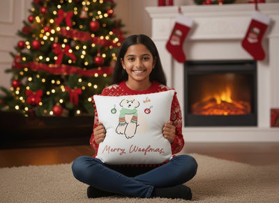 Merry Woofmas Pom-Pom Cushion Cover - Holiday Poodle Pet Decor