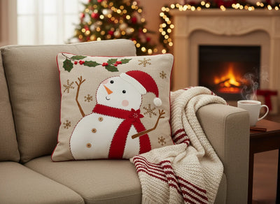 Classic Snowman Holiday Appliqué Cushion Cover