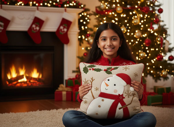 Classic Snowman Holiday Appliqué Cushion Cover